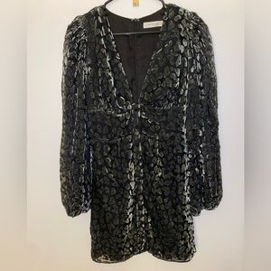 Lani the label printed green velvet mini dress sz S